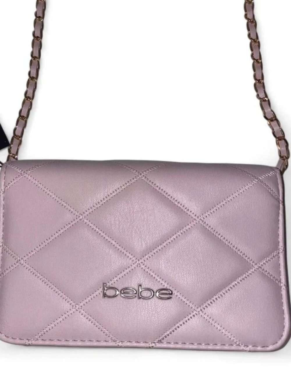 bebe Quilted Lavender/Pink Chain Strap Crossbody Bag